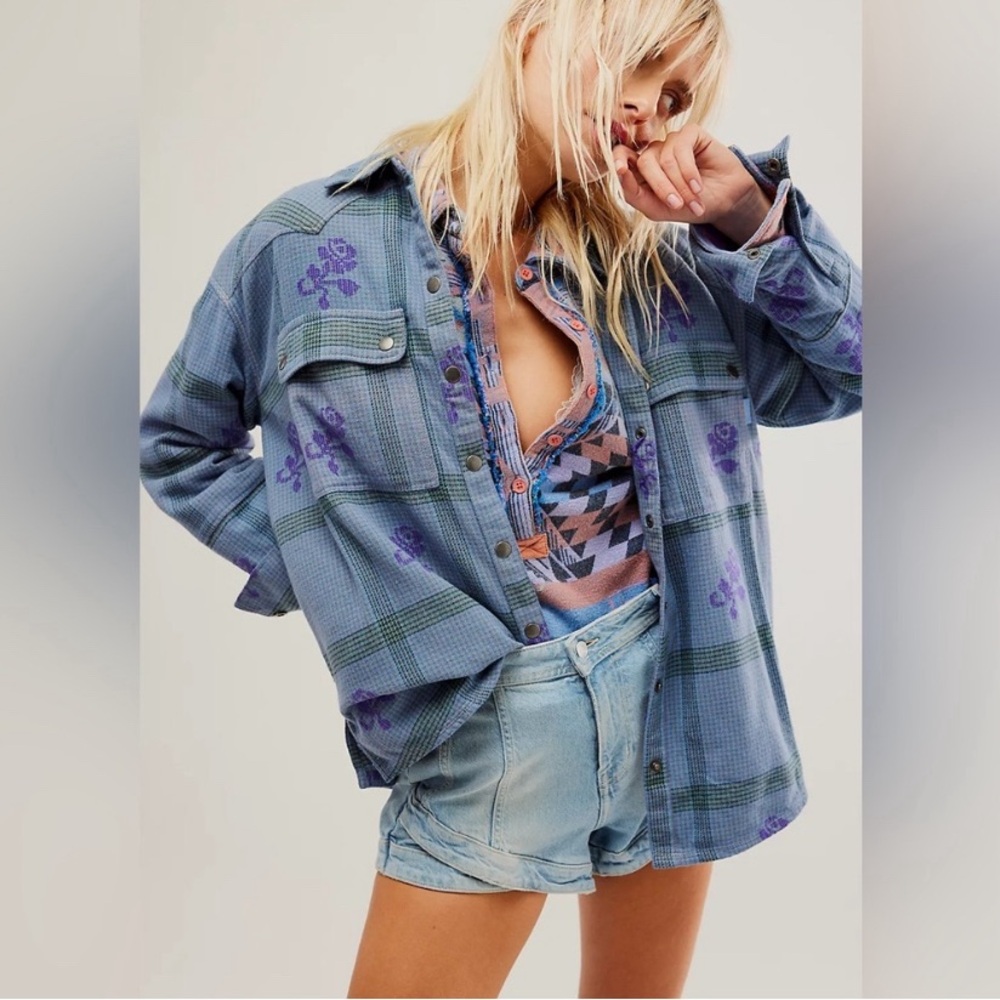 We The Free Visby Plaid Top XS NEW